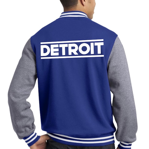 Detroit Fleece Varsity Jacket Bold Back Print