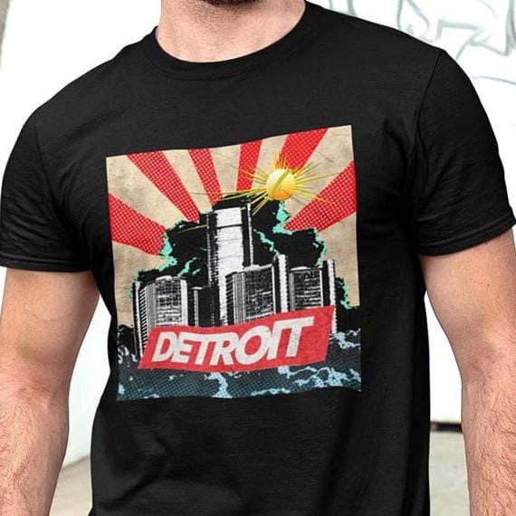 Vintage Detroit Renaissance Center T-Shirt, Retro Pop Art Style City Graphic T Shirt