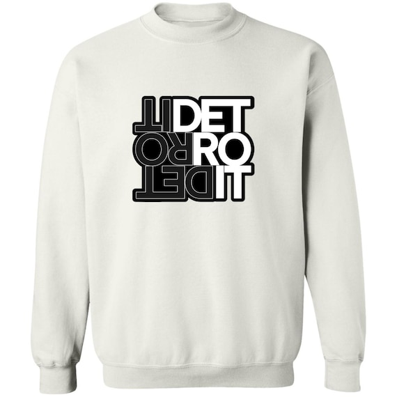 Detroit Stacked Bold Block Letter Graphic Crewneck Sweatshirt, Minimalist Essential