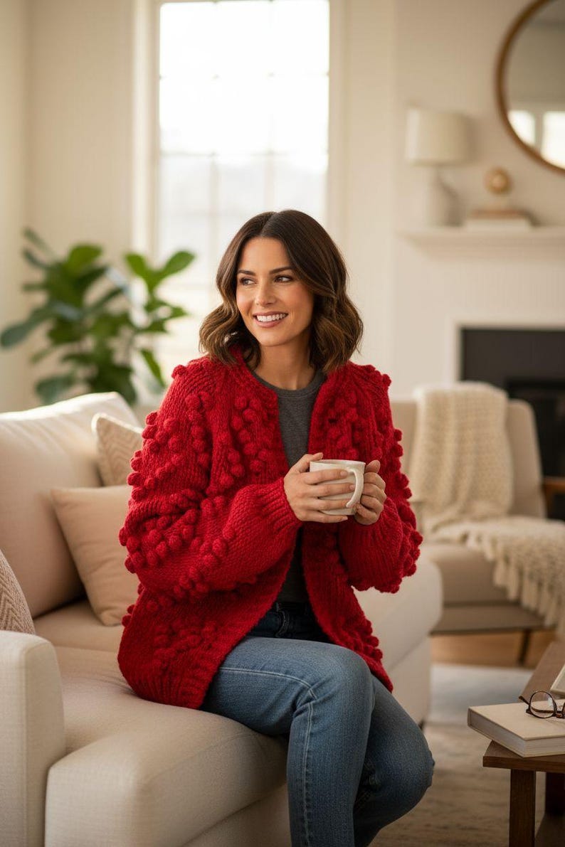 Jetsetter Popcorn Knit Cardigan In Rose Curves