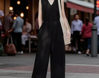 Linen Wide Leg Jumpsuit: Women's Casual Summer Overalls
