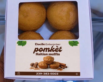 Haitian Pomkèt Muffin | Traditional Caribbean Baked Treat (4 Pack)