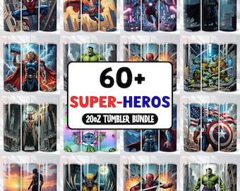Superhero Tumbler Wrap Bundle, 20oz Skinny Tumbler PNG (Digital Download)