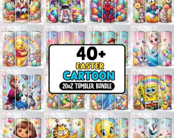Easter Cartoon Tumbler Wrap Bundle, 20oz Skinny Tumbler Designs (Digital Files)