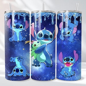 Stitch Tumbler Wrap PNG Bundle, 3D Cartoon Design (Digital Download) image 12