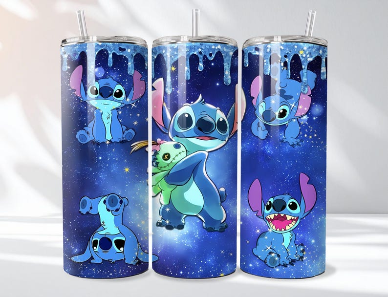 Stitch Tumbler Wrap PNG Bundle, 3D Cartoon Design (Digital Download) image 12