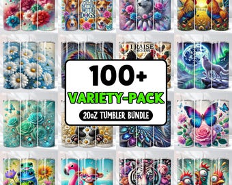 20oz Tumbler Wrap Bundle, 100+ Variety Pack PNG Designs (Digital Download)