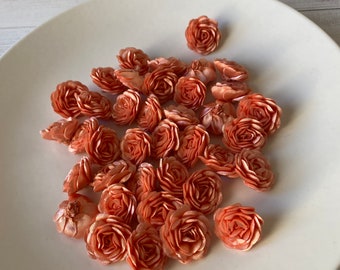 Salmon Satin Rose, Fabric Rose for Jewelry 10pcs