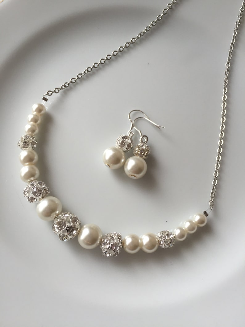 Ivory pearl jewelry  ivory pearl necklace wedding jewelry image 1