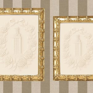 Elegant Embossed Look UT Longhorn Art Print – Instant Download | 5x7 & 4x6 Neutral Wall Art, Printable College Decor | UT Tower