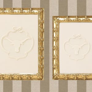 Elegant Embossed Look UT Longhorn Art Print – Instant Download | 5x7 & 4x6 Neutral Wall Art, Printable College Decor | Plaster Look