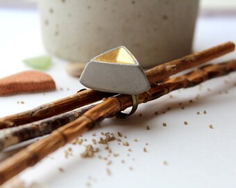 Ring concrete triangle geometric gold