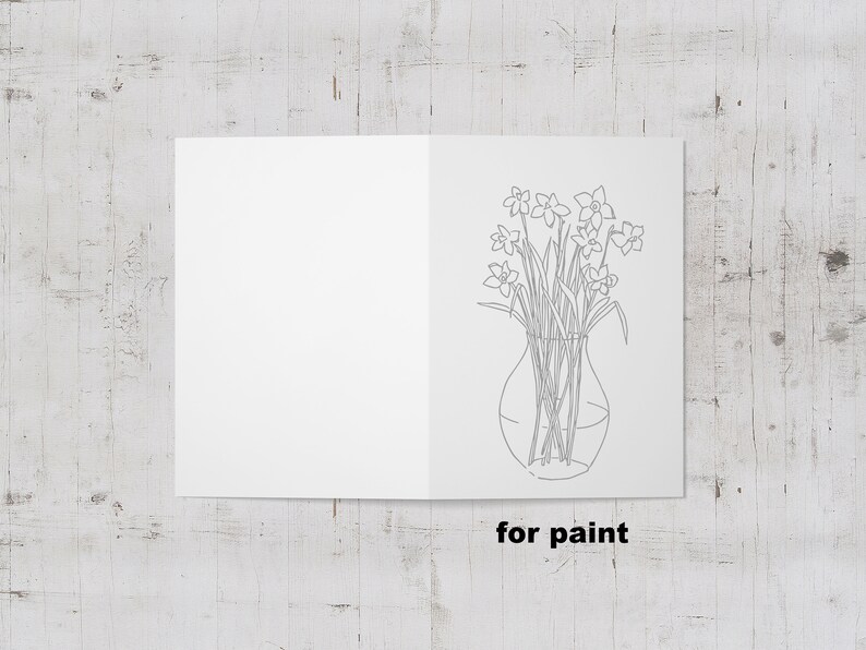 Vase with Daffodils Instant download for print or for paint