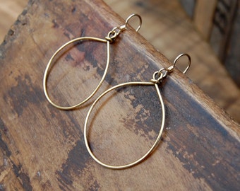 Wire Wrapped Hoop Earrings - Gold