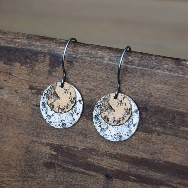 Bronze Disc Earrings Etsy