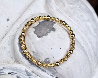 14k Gold Filled Hammered Bead Bracelet