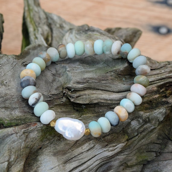 Fresh Water Pearl Matte Amazonite Bracelet Brass Etsy Fresh Water Pearl Matte Amazonite Bracelet Brass Etsy