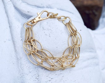 Multi Strand Matte Gold Chain Bracelet