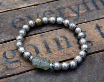 Ethiopian Silver Bead Bracelet - Sea Glass