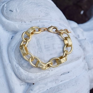 Vintage Large Link Bracelet - Matte Gold