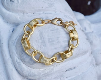 Vintage Large Link Bracelet - Matte Gold