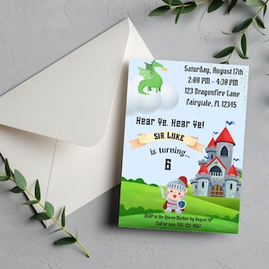 Editable Knights and Dragons Birthday Invitation | Medieval Party Invite | Instant Download | Boys Birthday Printable