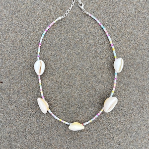 Boho Seashell Necklace with Cowrie Shells and Colorful Beads | Handmade Summer Beach Jewelry | Festival Bohemian Necklace Gift for her