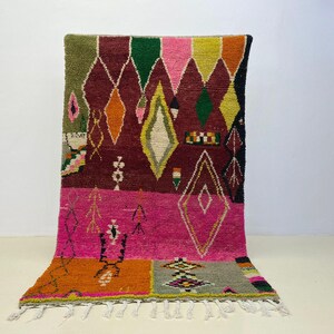 Berber, Beni Ourain, Moroccan, Handmade Wool Rug, Geometric Pattern, Soft Boho Decor, Shaggy Area Carpet