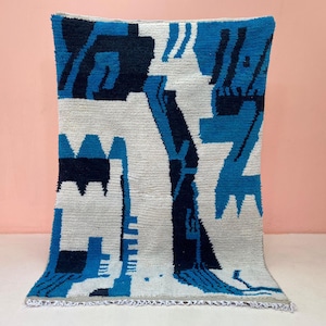 Beni Ourain Rug, Morocco Handmade Rug, Area Rug, Handwoven Wool Carpet, Berber Design, Custom Abstract Pattern, Living Room Decor