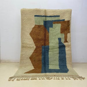 Beni Ourain Wool Carpet, Handmade Boujaad Rug, Bohemian Shaggy Texture, Soft Natural Wool, Living Room Decor, Custom Sizes