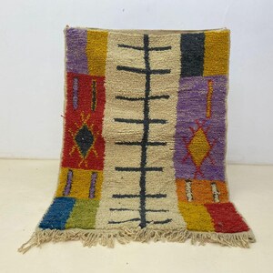 Boujaad Wool Carpet, Handwoven Berber Rug, Rustic Boho Decor, Plush Texture, Cozy Living Room Accent, Durable Artisan Craftsmanship