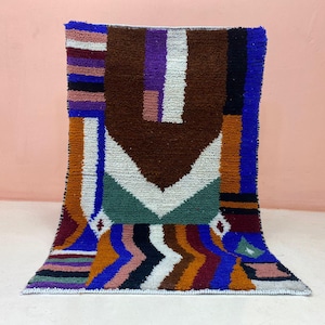 Berber Rug Handmade Moroccan, Wool Carpet, Bohemian Home Decor, Rustic Modern Style, Soft Shaggy Texture, Custom Size Accent