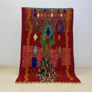 Beni Ourain Rug Handmade, Atlas Mountains Wool, Soft Shaggy Texture, Berber Carpet, Bohemian Floor Covering, Custom Size, Rustic Charm