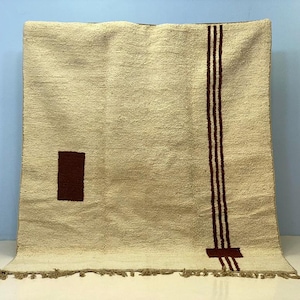 Moroccan Area Mat, Berber Carpet Rug, Handwoven Wool Rug, Plush Floor Covering, Soft Shaggy Texture, Durable Rustic Boho Accent for Home