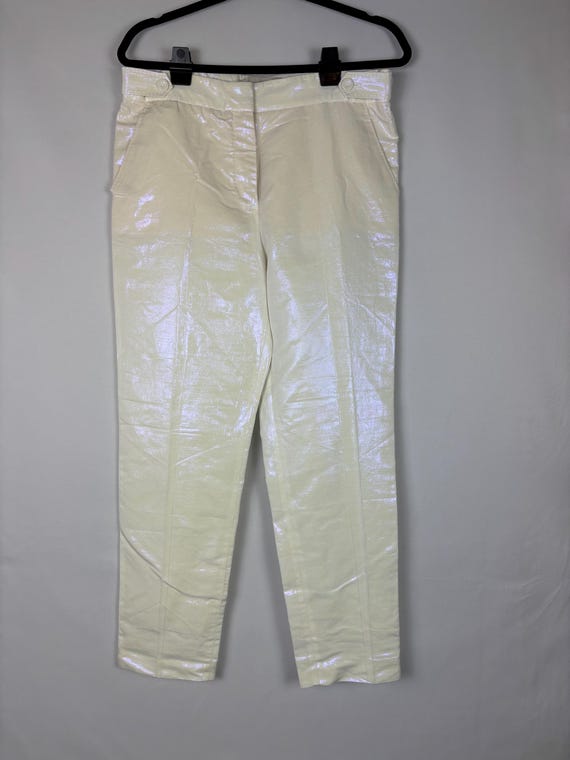Stella McCartney, Stella McCartney trousers white shiny sparkling rayon viscose Large Vintage Excellent!
