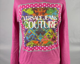 Versace jeans couture vintage pink jumper sweatshirt pullover size uk8 small EXCELLENT!