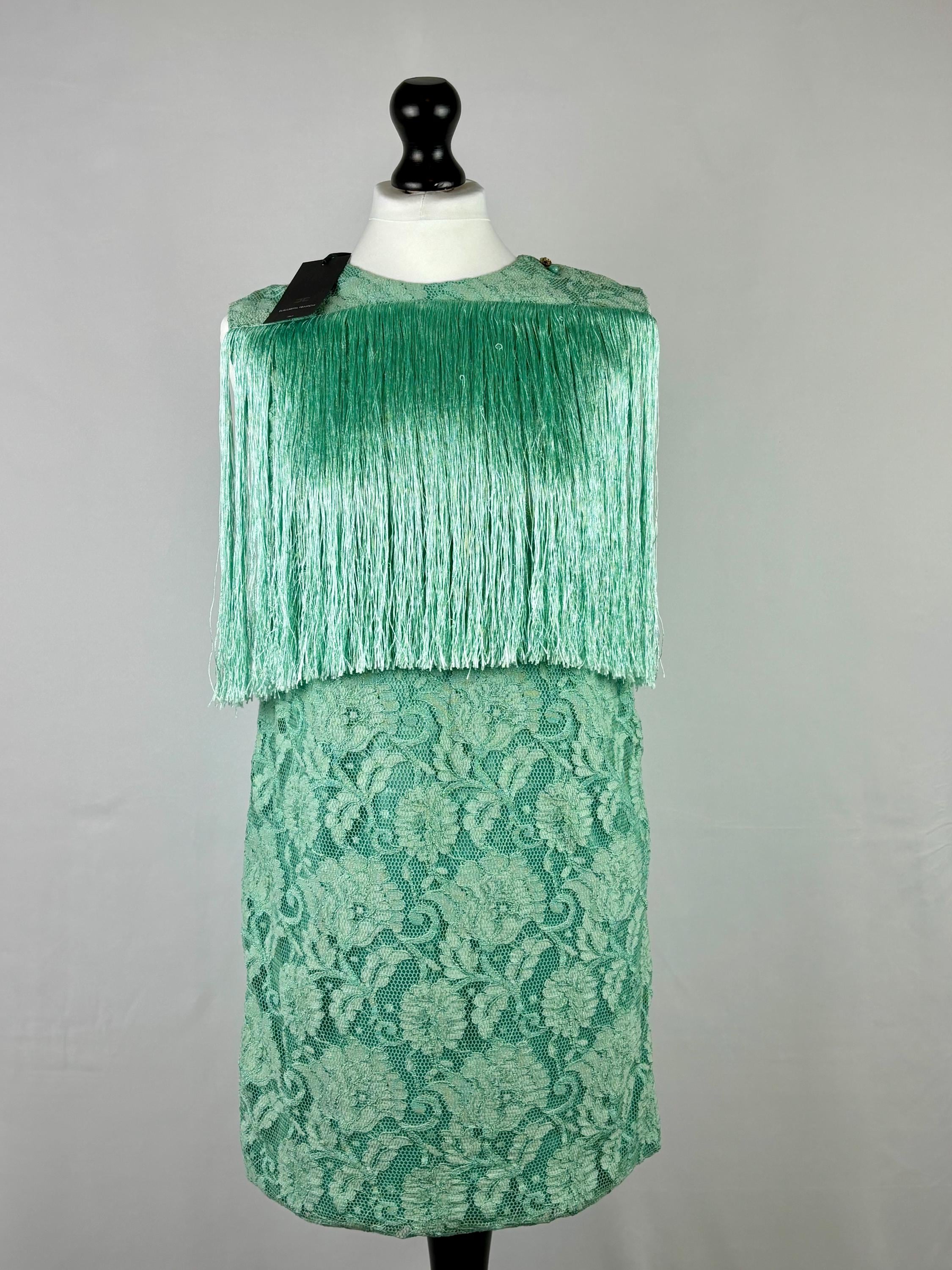 elisabetta franchi red and blue fringe dress Vintage Turquoise Lace Size Small IT42 BRAND NEW Size:2XL(Fit for EU 52-54, US 20-22, UK 24-26, AU 24-26, NZ 24-26) bis170325 Women's Outfit: Black Leather cintura con logo