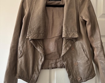 All Saints Vintage Leather Biker Jacket - Y2K Beige - UK8/S