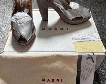 Marni Peep Toe Suede Heels - UK 2.5 / EU 35 - With Box & Dust Bag