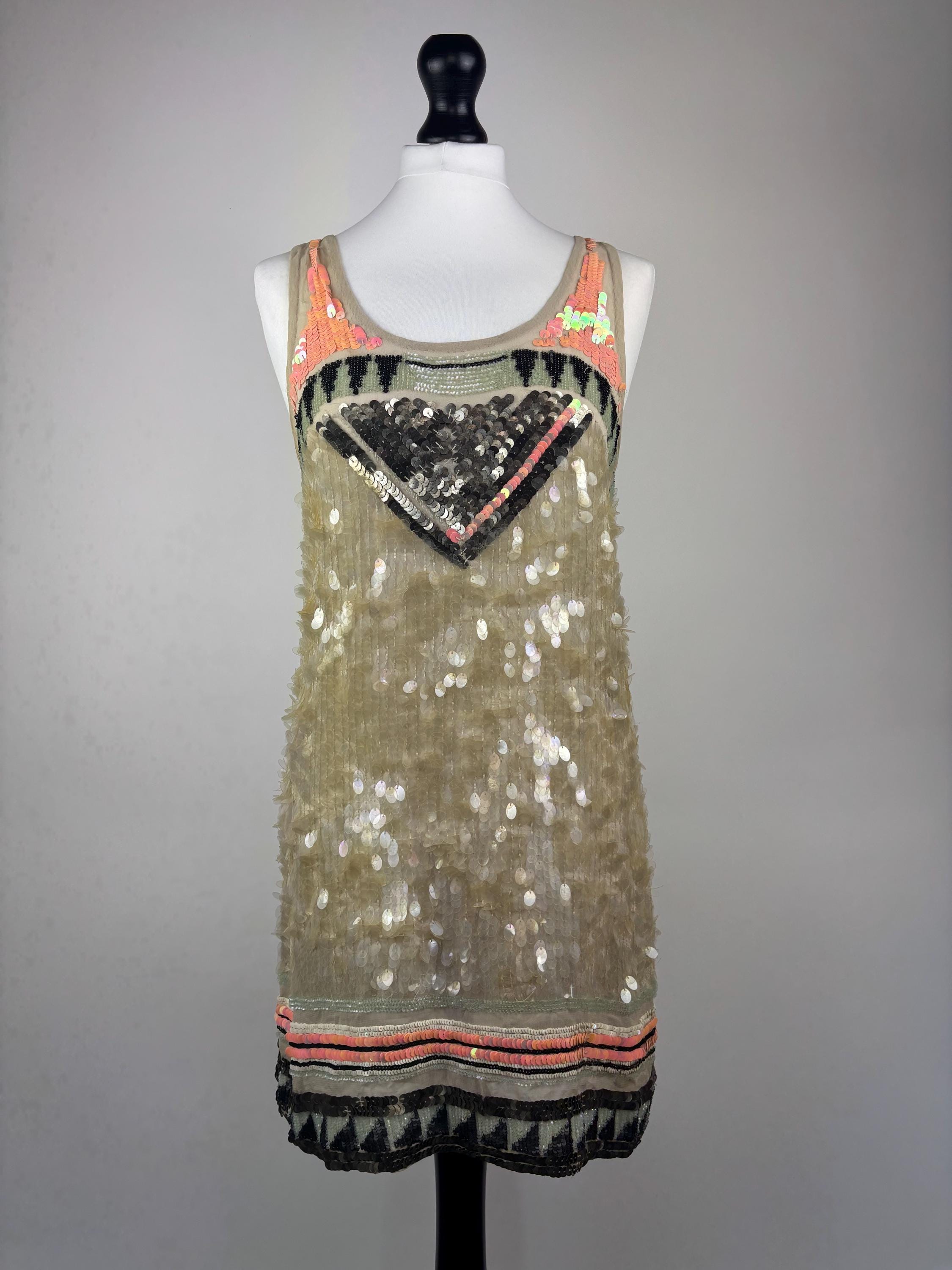 all saints glitter dress Spitalfields VINTAGE Hand Embellished Short Uk6 EXCELLENT! Embellished