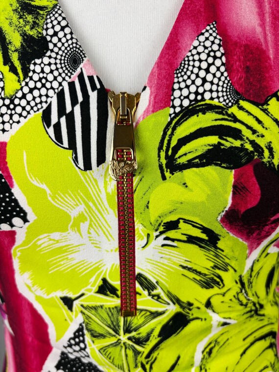 Versace Dress Pink/multicolor With Gold Details Size Uk8/small