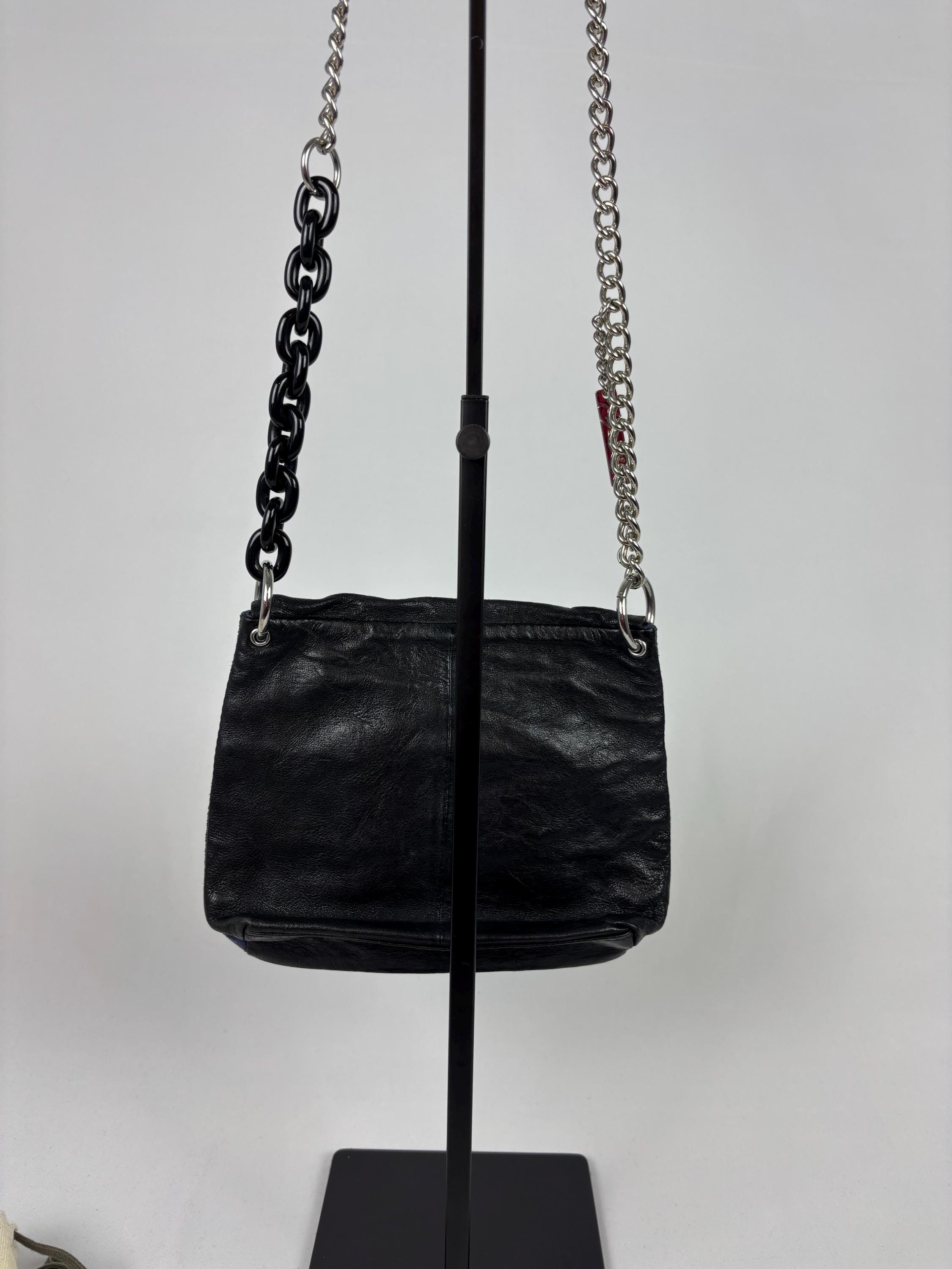 ディーゼル ヴィンテージ Y2K レザーバッグ ブルー ブラック チェーン