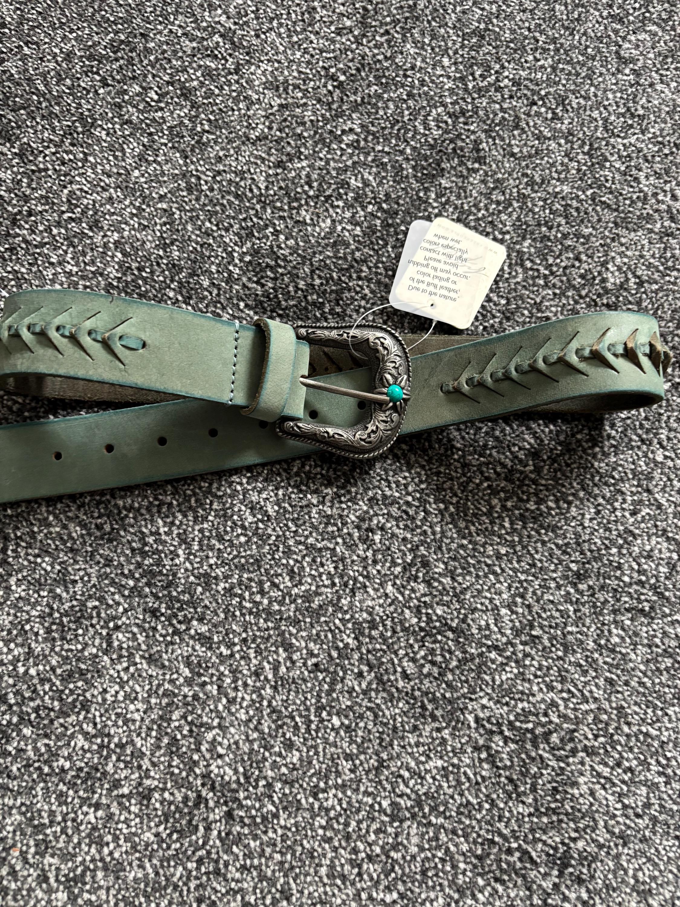 Free People Vintage Leather Western Belt: Boho Silver Buckle 