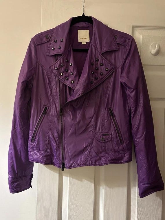 Diesel Y2K Purple Nylon Biker Jacket - Size M - Super Rare - Etsy