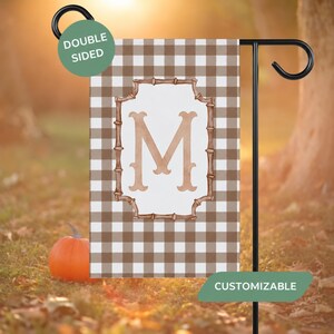 Personalized Monogram Garden Flag, Custom Initial Yard Flag, Checkered Porch Decor, Family Name Welcome Sign, Housewarming Gift