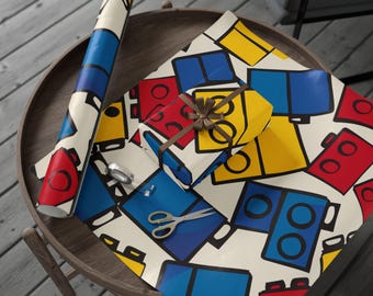 Papel de regalo inspirado en LEGO: Papel de regalo de cumpleaños infantil colorido
