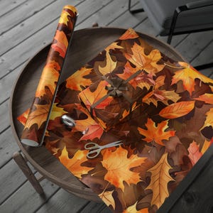 Autumn Leaves Wrapping Paper, Seasonal Gift Wrap, Fall Decor, Thanksgiving Packaging, Eco-Friendly Gift Wrap, Creative Gift Ideas