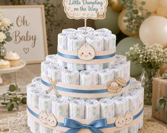 Little Dumpling Diaper Cake, Asian Baby Shower Centerpiece