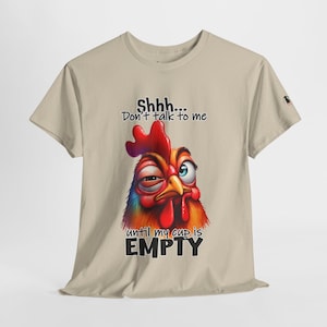 Funny Rooster Graphic Tee, Unisex Cotton T-shirt for Coffee Lovers, Gift for Him, Gift for Her, Humor Shirt, Quirky Casual Wear