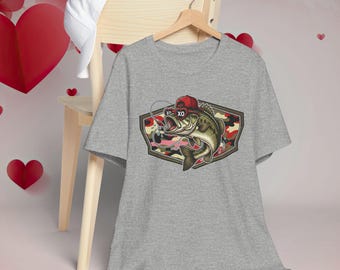 Bass Fish Valentine's Day tee | Fishing Shirt, Camo Badge Design